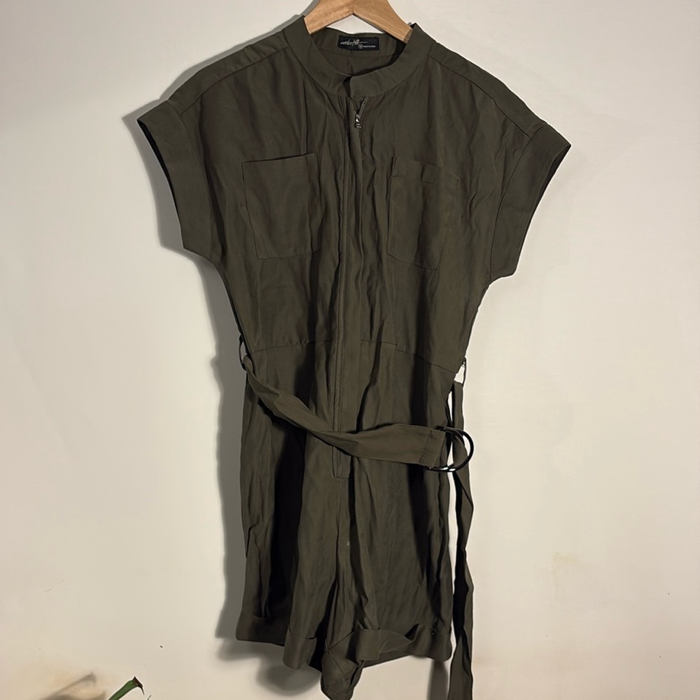 Army Green Rayon Romper by On Twelfth Size M